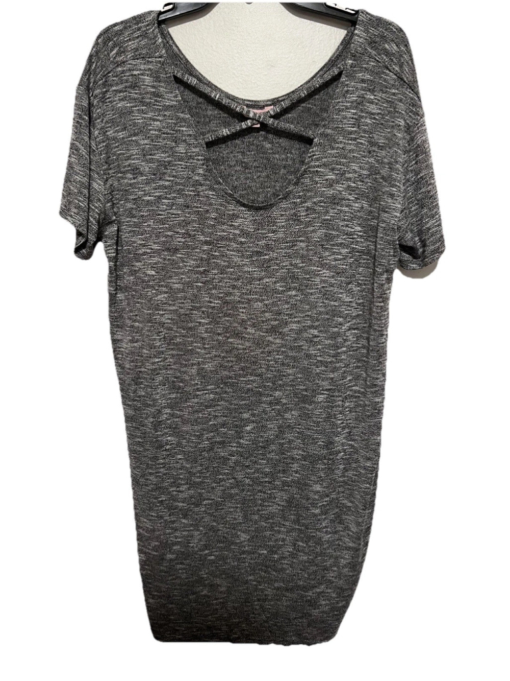 Juicy Couture Y2K Knit Sweater Dress Women’s XL Gray Short Sleeve Criss Cross